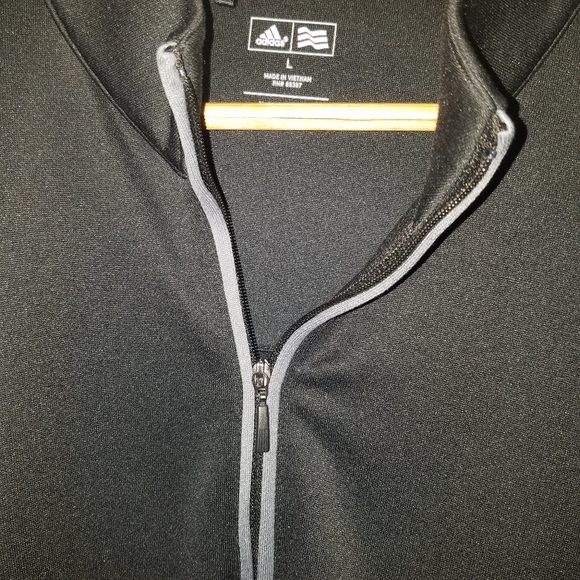 ADIDAS black and grey striped quarter zip jacket size large - Picture 2 of 4